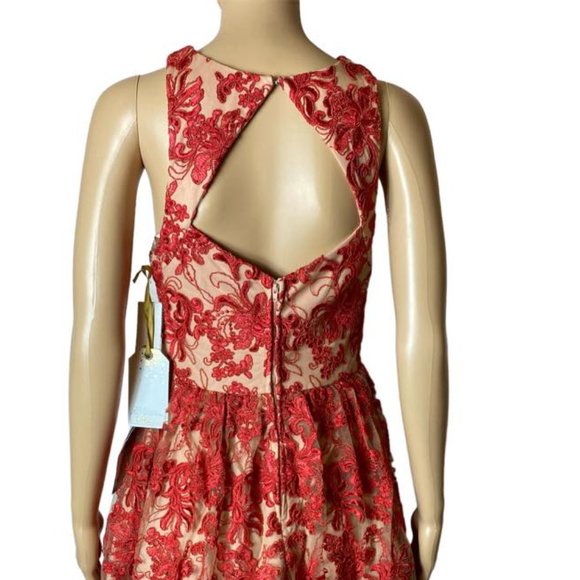 Party Dres SAY YES TO THE DRESS / Red   Sleeve Above The Knee Juniors Dress - Picture 5 of 8